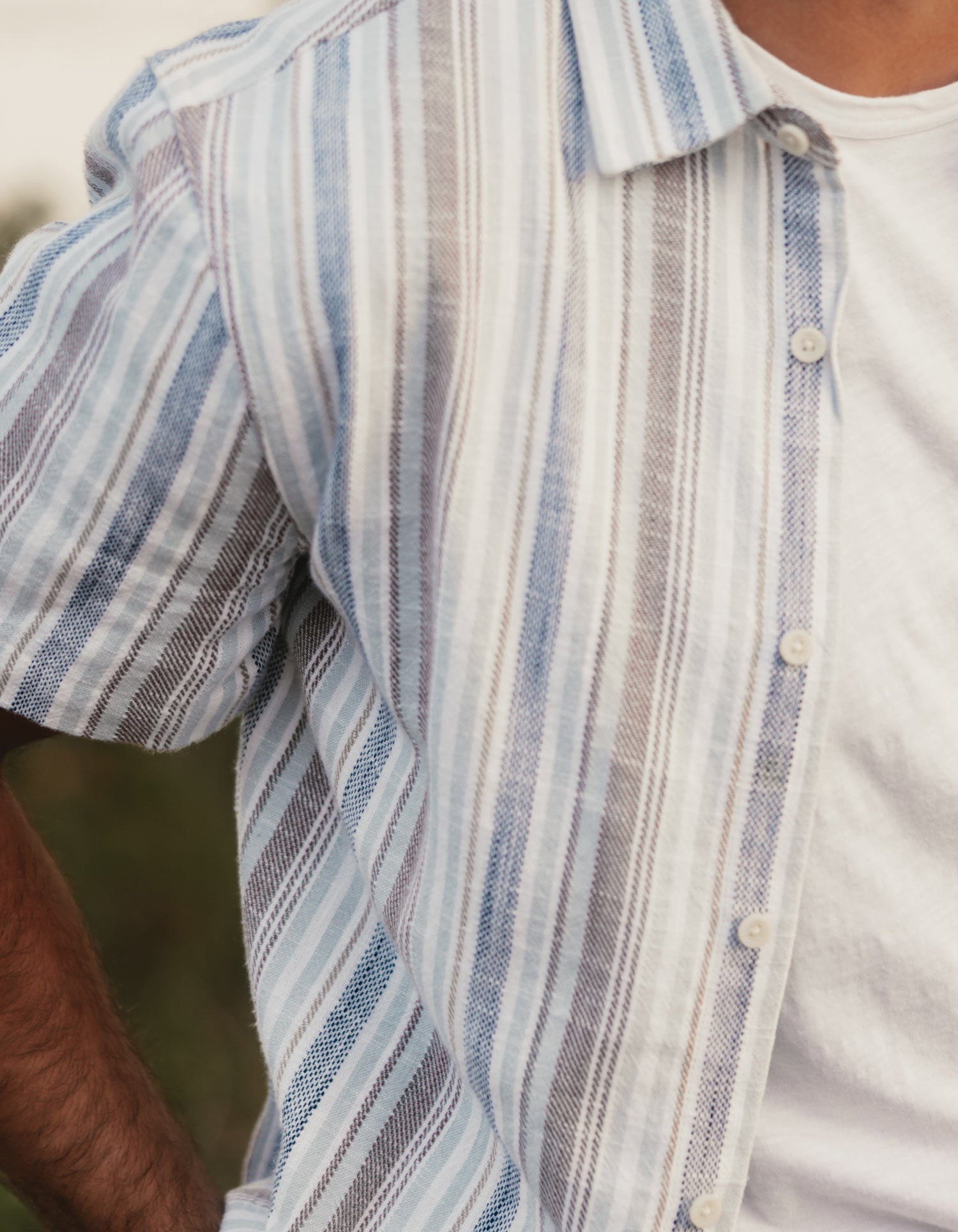 Men | Freshwater Short Sleeve Button Up Shirt | Misty Harbor Stripe