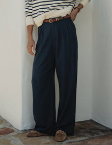 Women | Leukos Linen-Blend Trouser | Navy