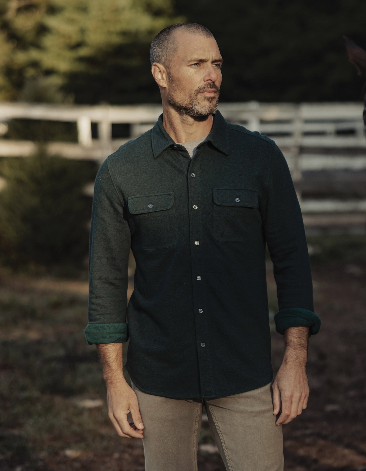 Men | Textured Knit Shirt | Emerald