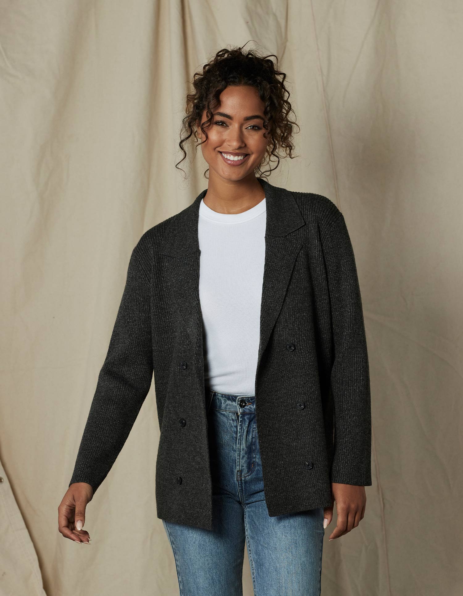 Women | Dillon Knit Blazer | Charcoal