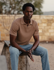 Men | Robles Knit Jacquard Polo | Taupe
