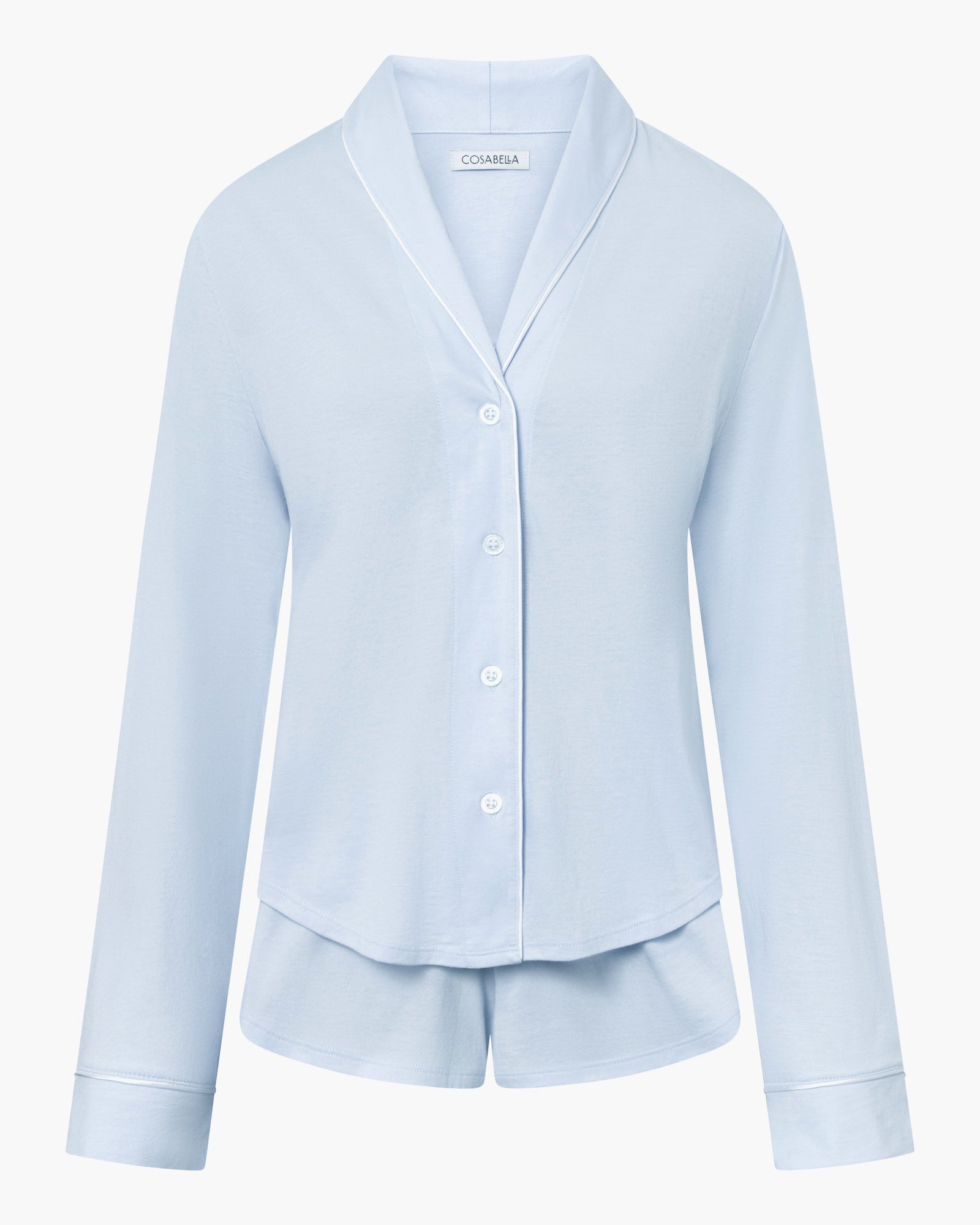 Blue Set - Pima Lusso Long Sleeve Top & Boxer Set