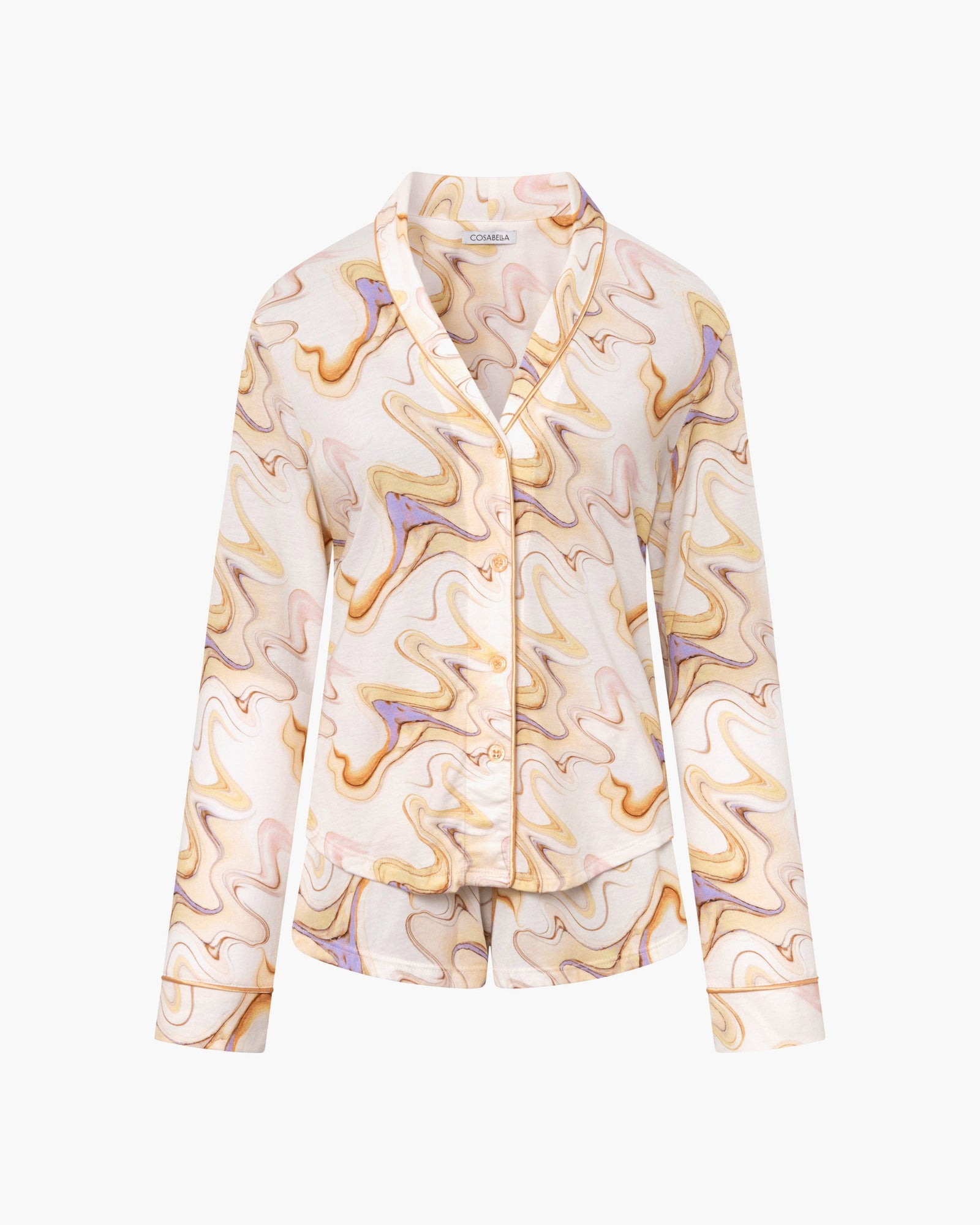 Multi Set - Pima Lusso Printed Printed Long Sleeve Top & Boxer Pajama Set
