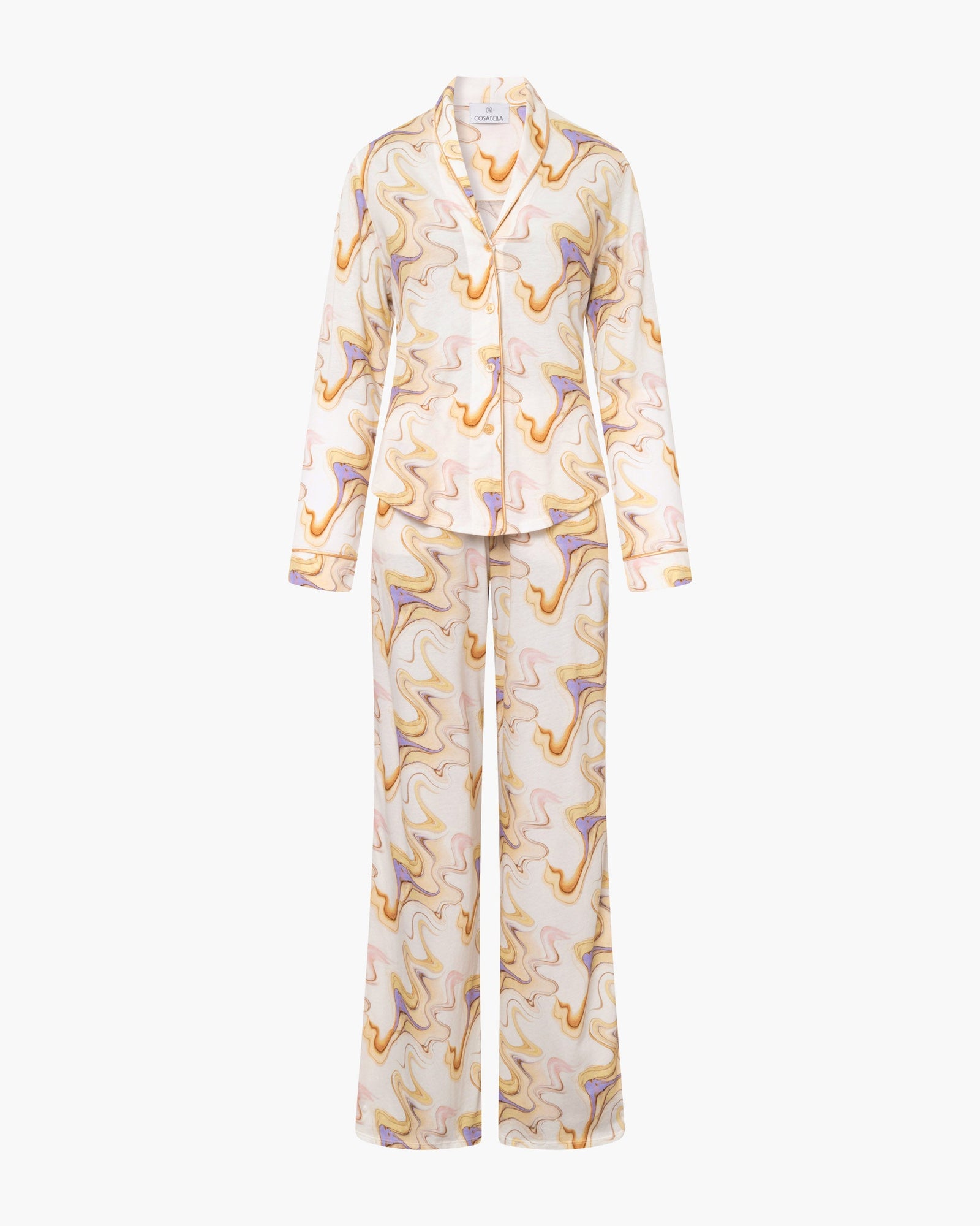 Multi Set - Pima Lusso Printed Printed Long Sleeve Top & Pant Pajama Set