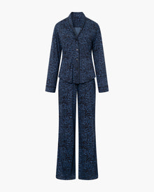 Blue Set - Pima Lusso Printed Printed Long Sleeve Top & Pant Pajama Set