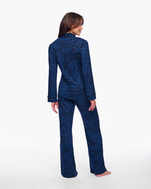 Blue Set - Pima Lusso Printed Printed Long Sleeve Top & Pant Pajama Set