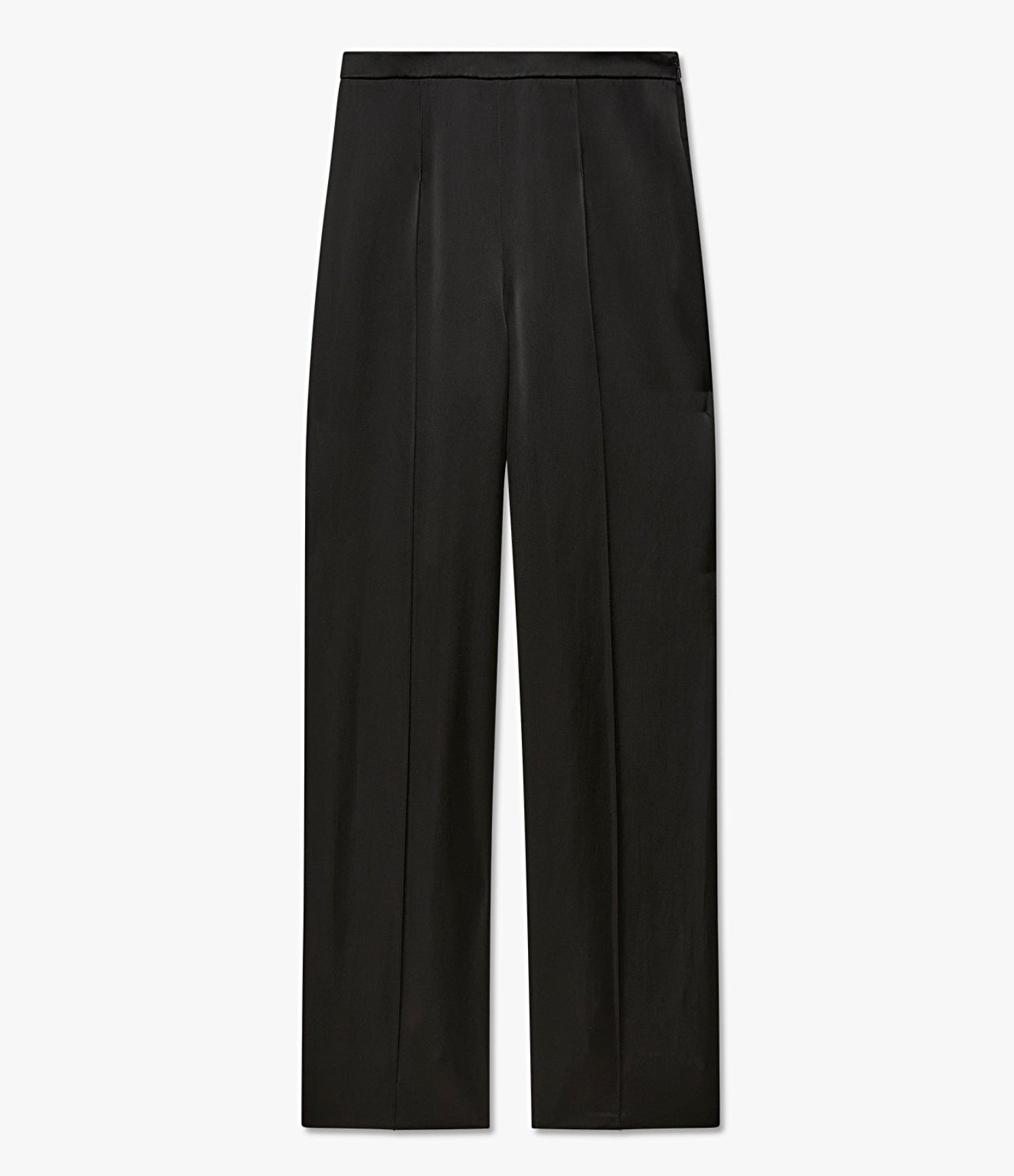 Another Tomorrow Pintuck Trouser in Black – Satin Women's Trousers