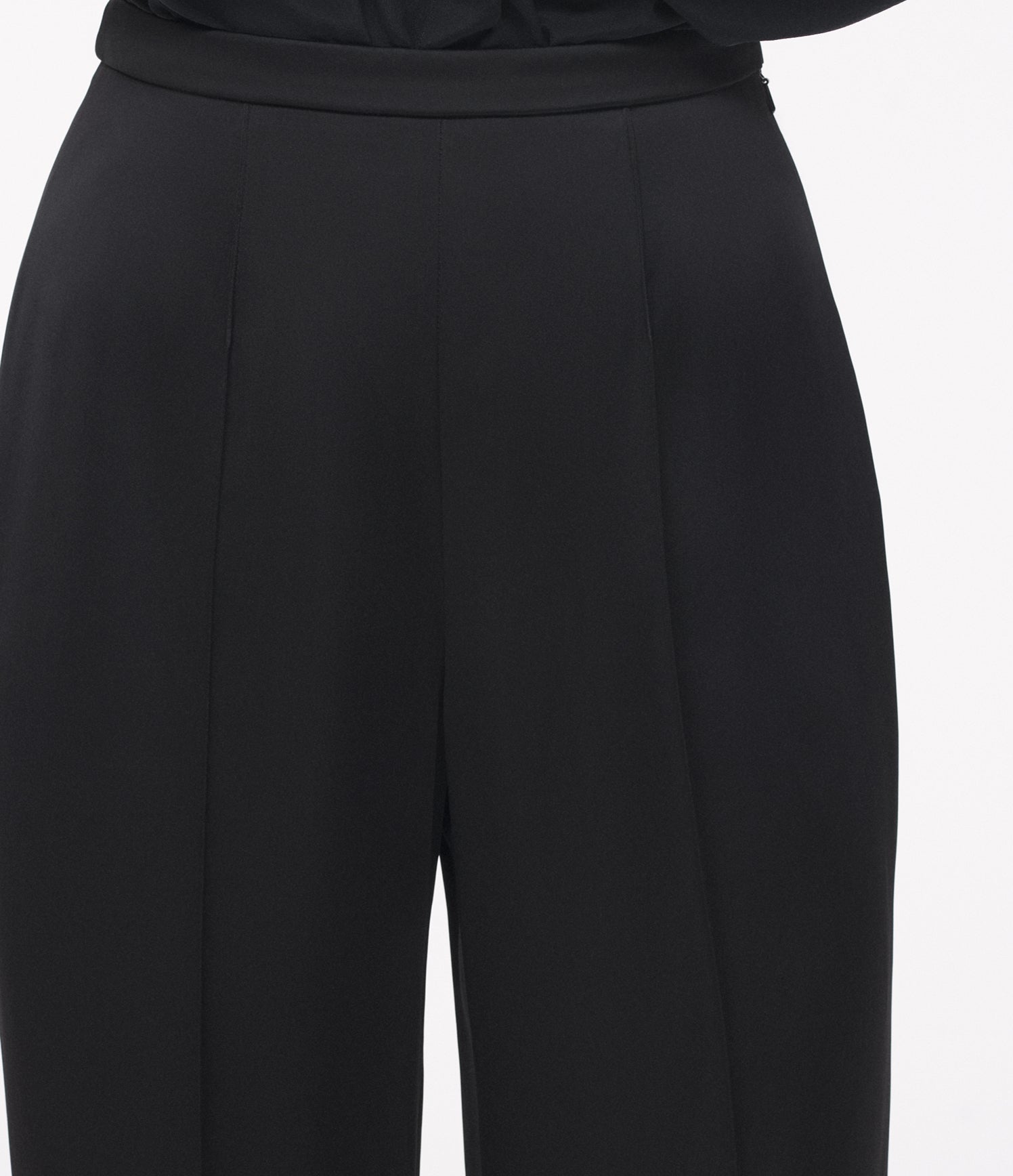 Another Tomorrow Pintuck Trouser in Black – Satin Women's Trousers