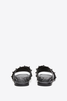 Crossover Slide Sandal with Leather Craft | Black