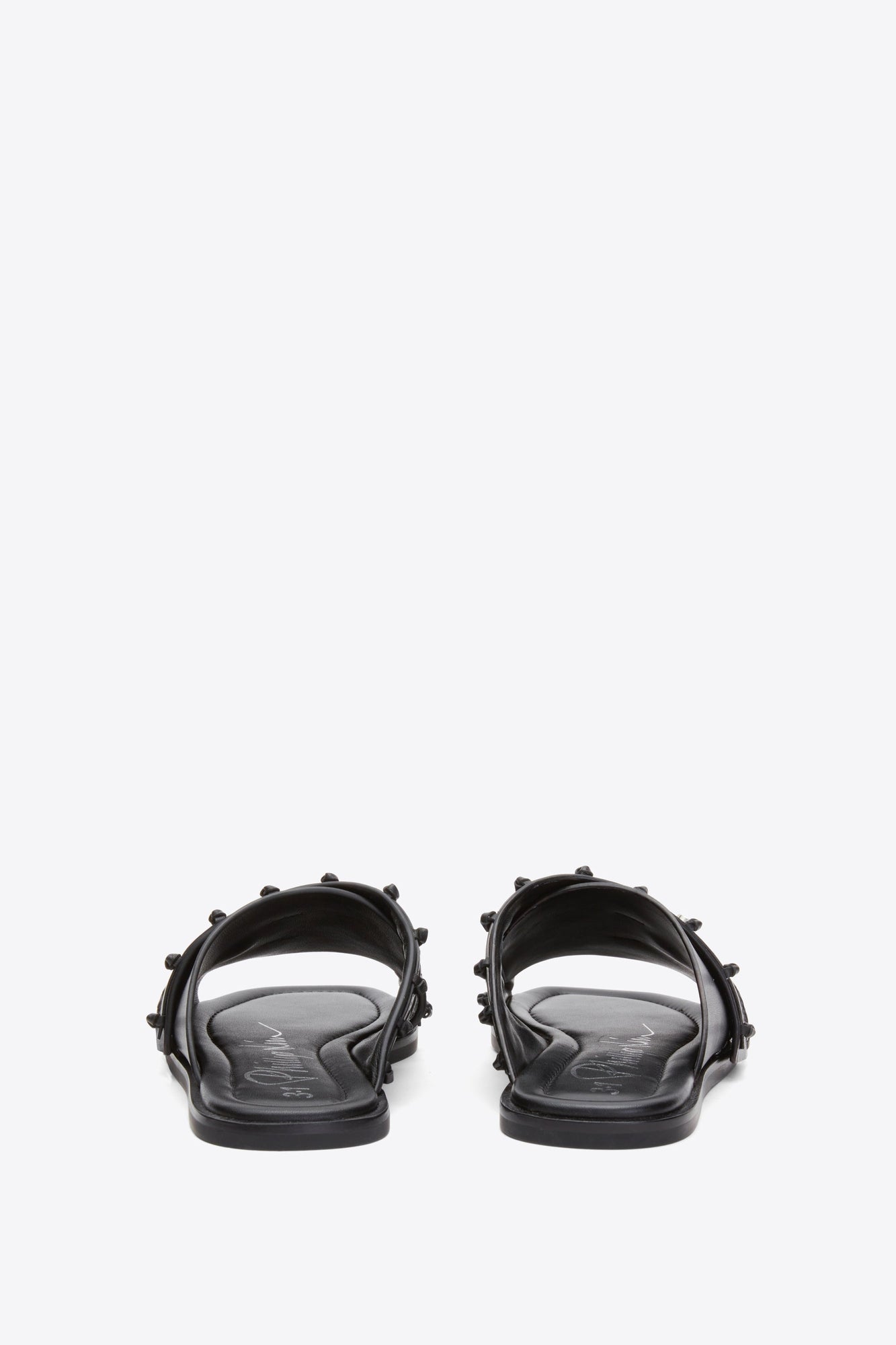 Crossover Slide Sandal with Leather Craft | Black
