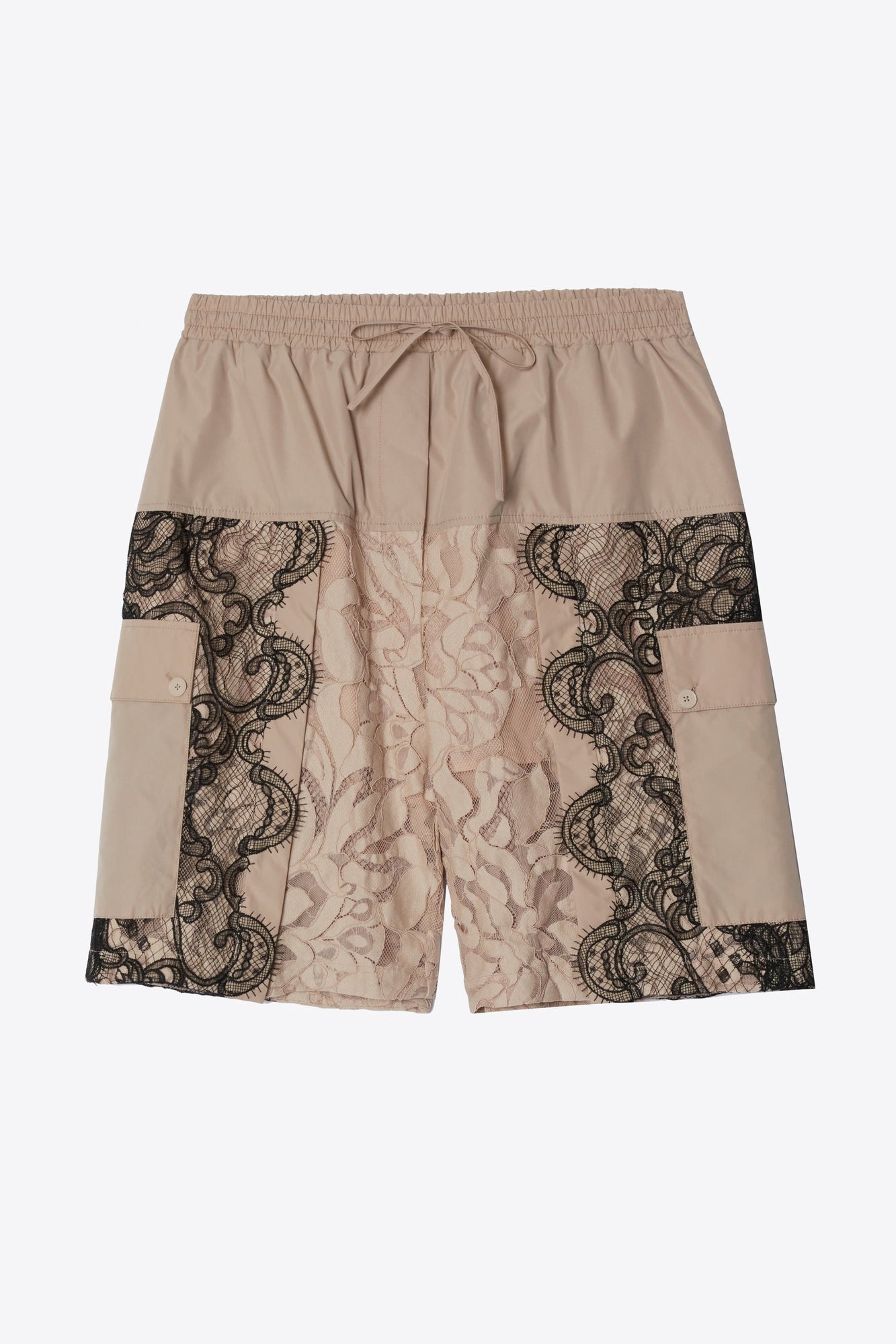Corded Leaf Lace Basketball Short | Khaki Multi