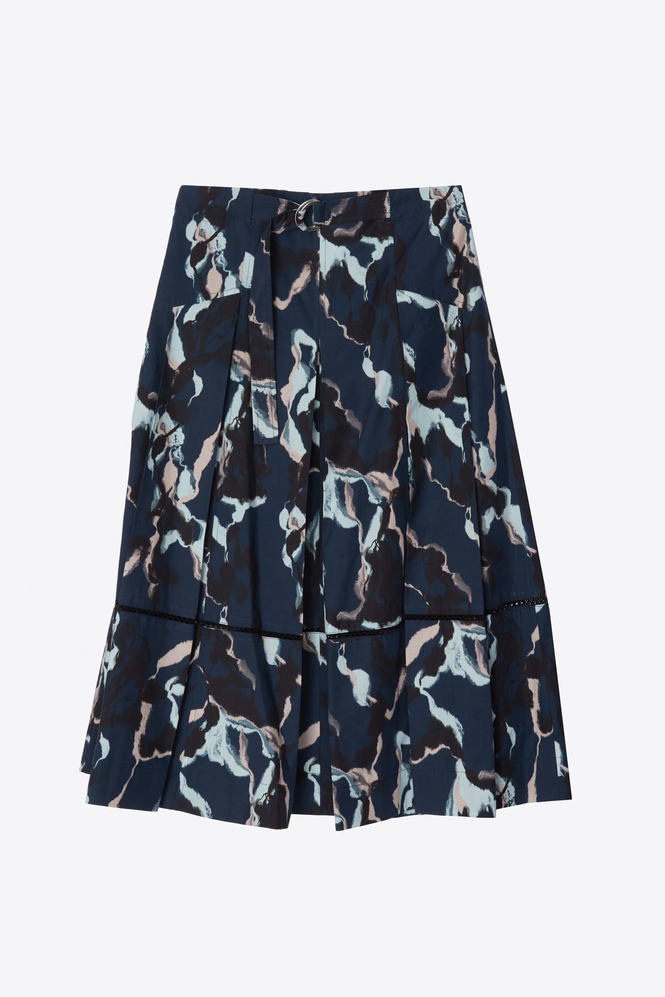 Abstract Vines Utility Skirt With Belt | Navy Multi