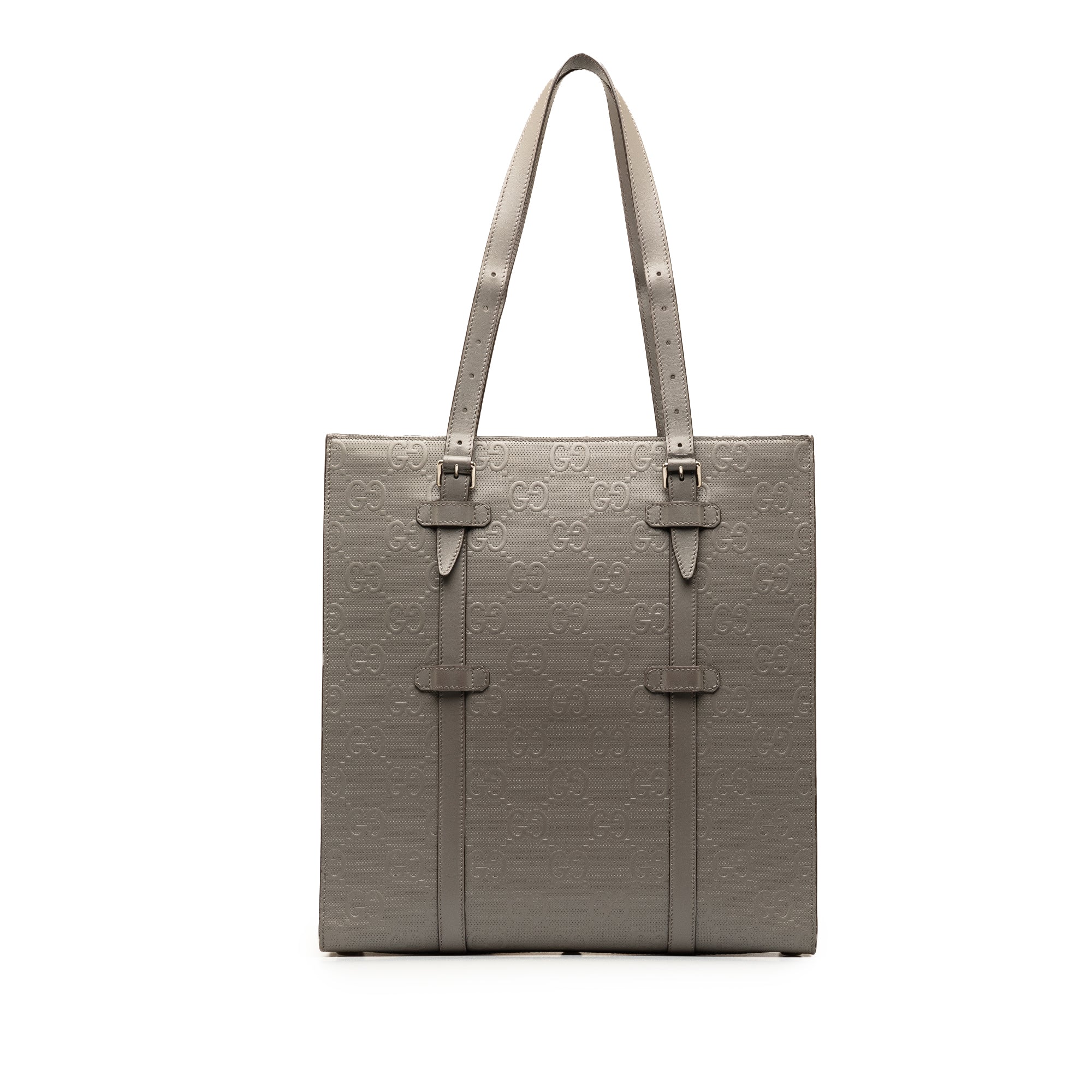 Gucci | Pre-Owned GG Embossed Leather Vertical Tote | Gray