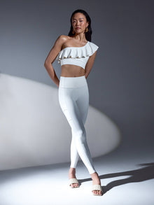 Ruffle One Shoulder Bra in Diamond Compression | Cloud Dancer