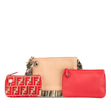 Fendi | Pre-Owned Zucca Leather and Raffia Triplette Clutch | Brown/Beige