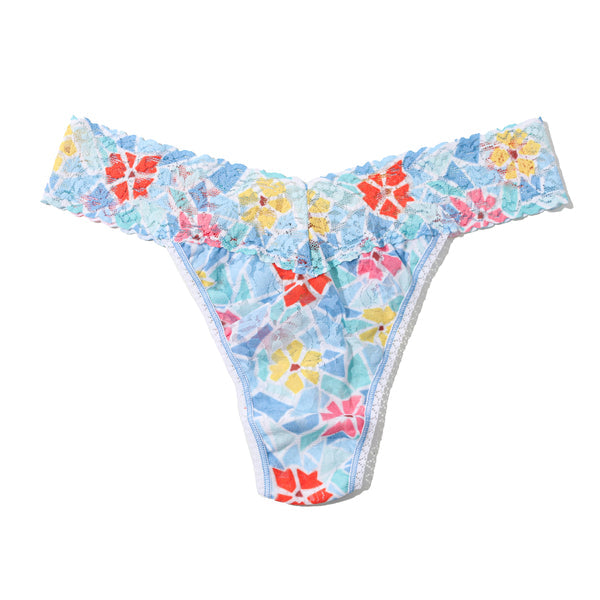 Signature Lace Original Rise Thong | Floral Mosaic (White)