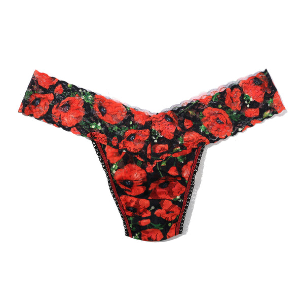 Signature Lace Low Rise Thong | Poppy Holiday (Black)