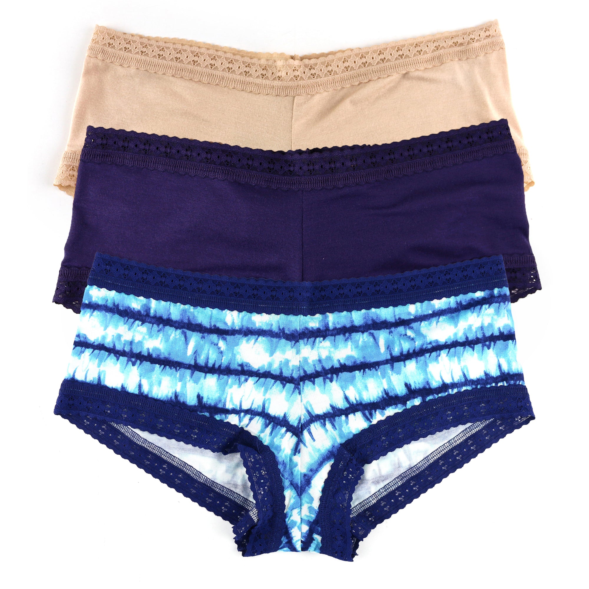 3 Pack Dreamease Modal Boyshort | Indigo/Indigo Stripe/Chai