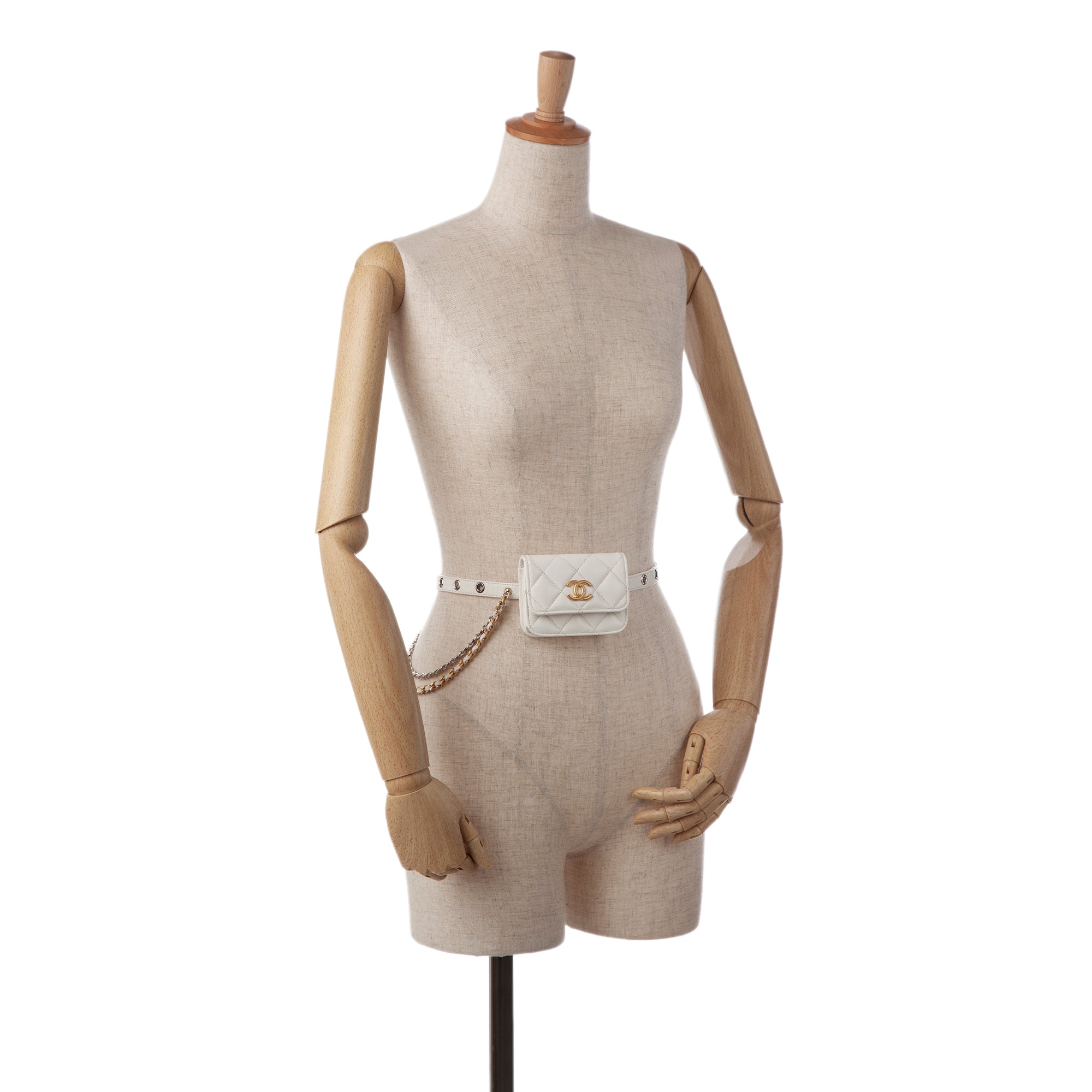 Chanel | Pre-Owned Punk Chain Leather Belt Bag | White