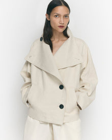 Charlotte | Pascia Collared Canvas Peacoat in Size Small