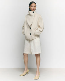 Charlotte | Pascia Collared Canvas Peacoat in Size Small