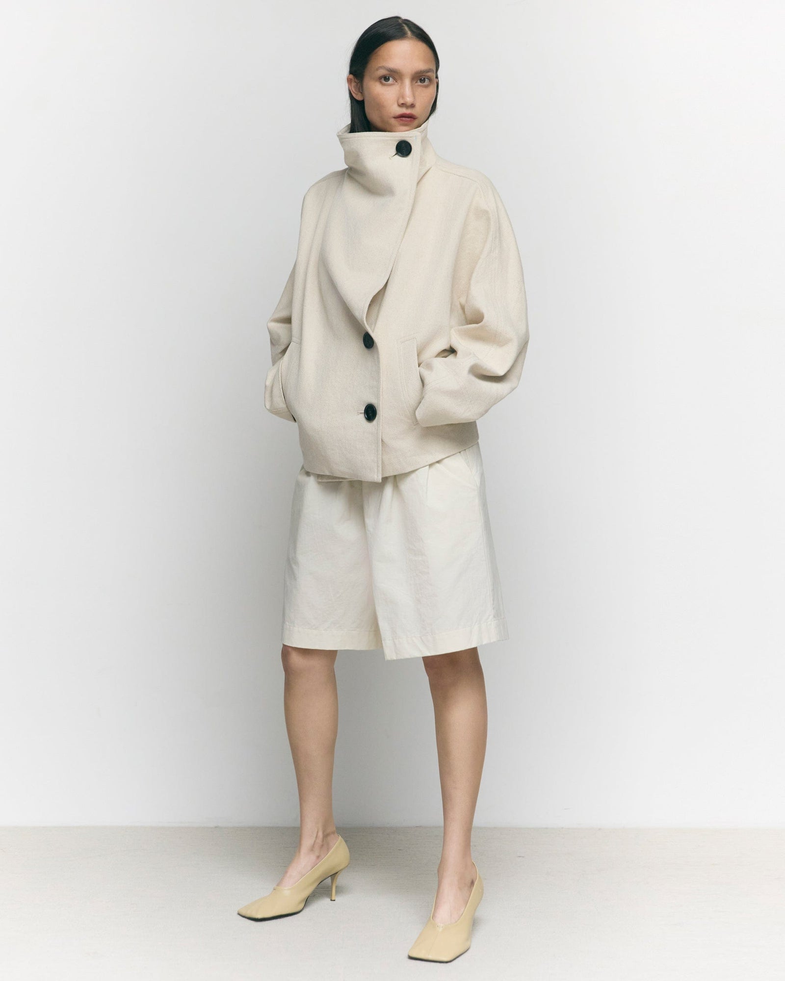 Charlotte | Pascia Collared Canvas Peacoat in Size Small