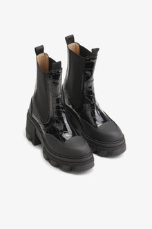 Patent Croco Chelsea Boots | Black