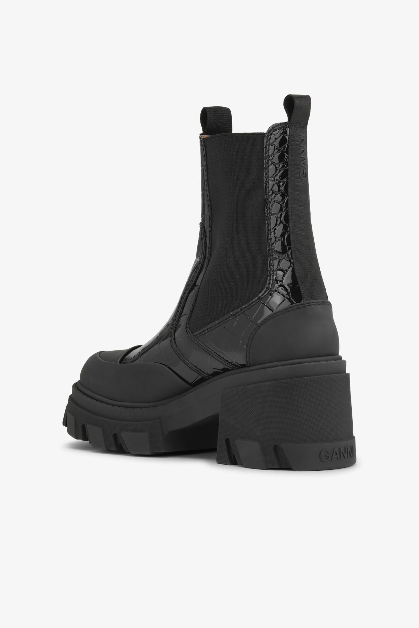 Patent Croco Chelsea Boots | Black