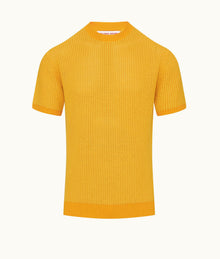 Pico Tailored Fit Two-Colour Chevron Cotton Knit T-Shirt | Eldorado/Calypso Orange