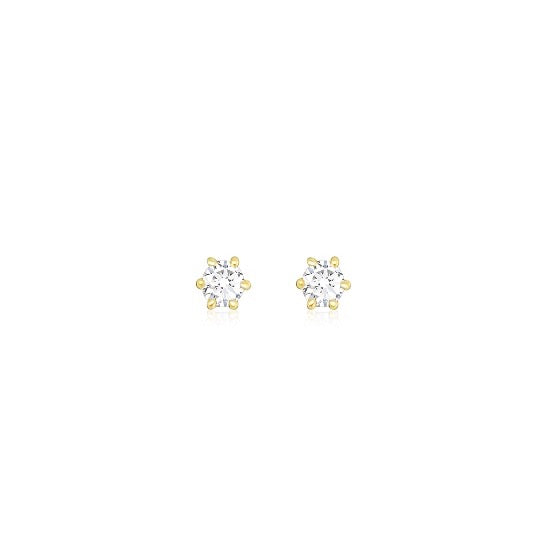 Yellow Gold 6 Prong Natural Diamond Studs | Yellow Gold