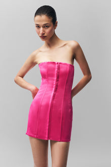 Satin Corset Dress - True Pink