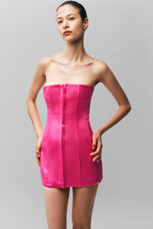 Satin Corset Dress - True Pink