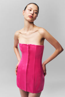 Satin Corset Dress - True Pink