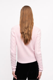 Pink Cashmere Mix Tie String Cardigan | Mauve Chalk
