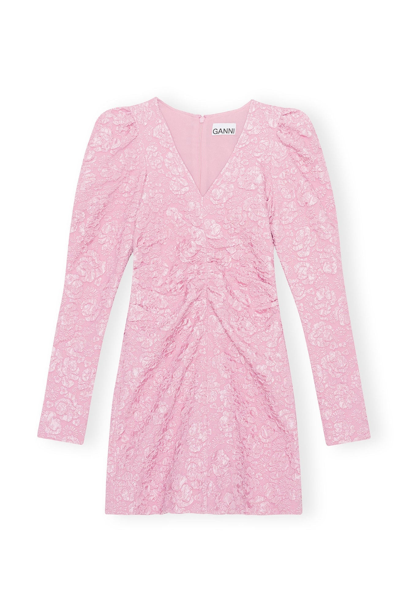 Pink Jacquard V neck Mini Dress | Orchid Smoke