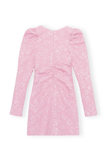 Pink Jacquard V neck Mini Dress | Orchid Smoke