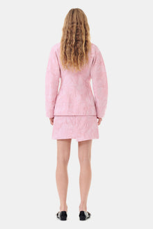 Pink Textured Cloqué Curve Sleeve Blazer | Bleached Mauve
