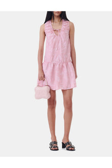 Pink Textured Cloqué Mini Dress | Bleached Mauve