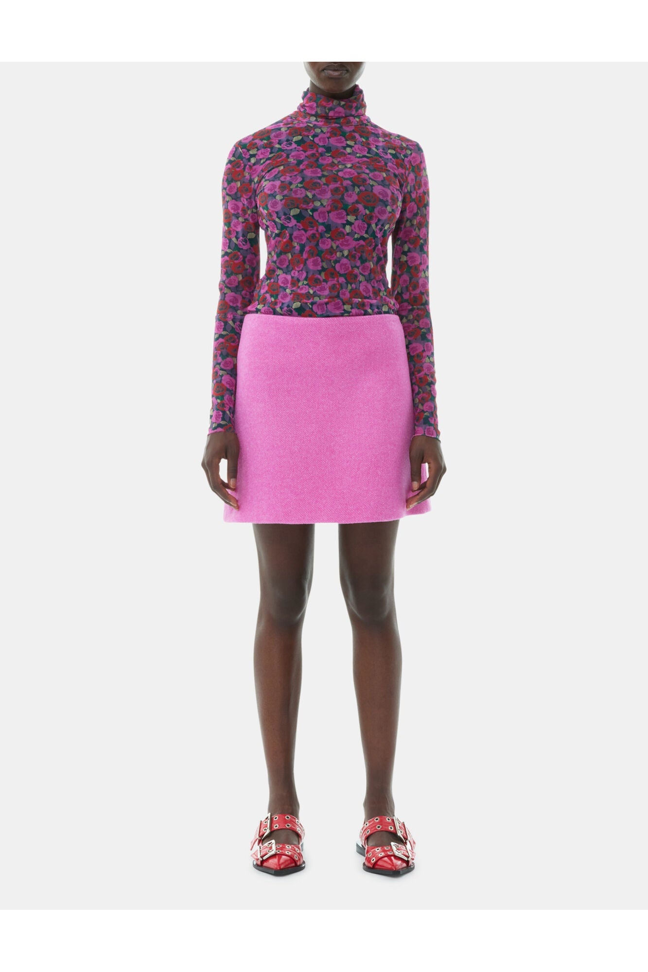 Pink Twill Wool Suiting Mini Skirt | Fiji Flower