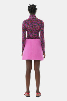 Pink Twill Wool Suiting Mini Skirt | Fiji Flower