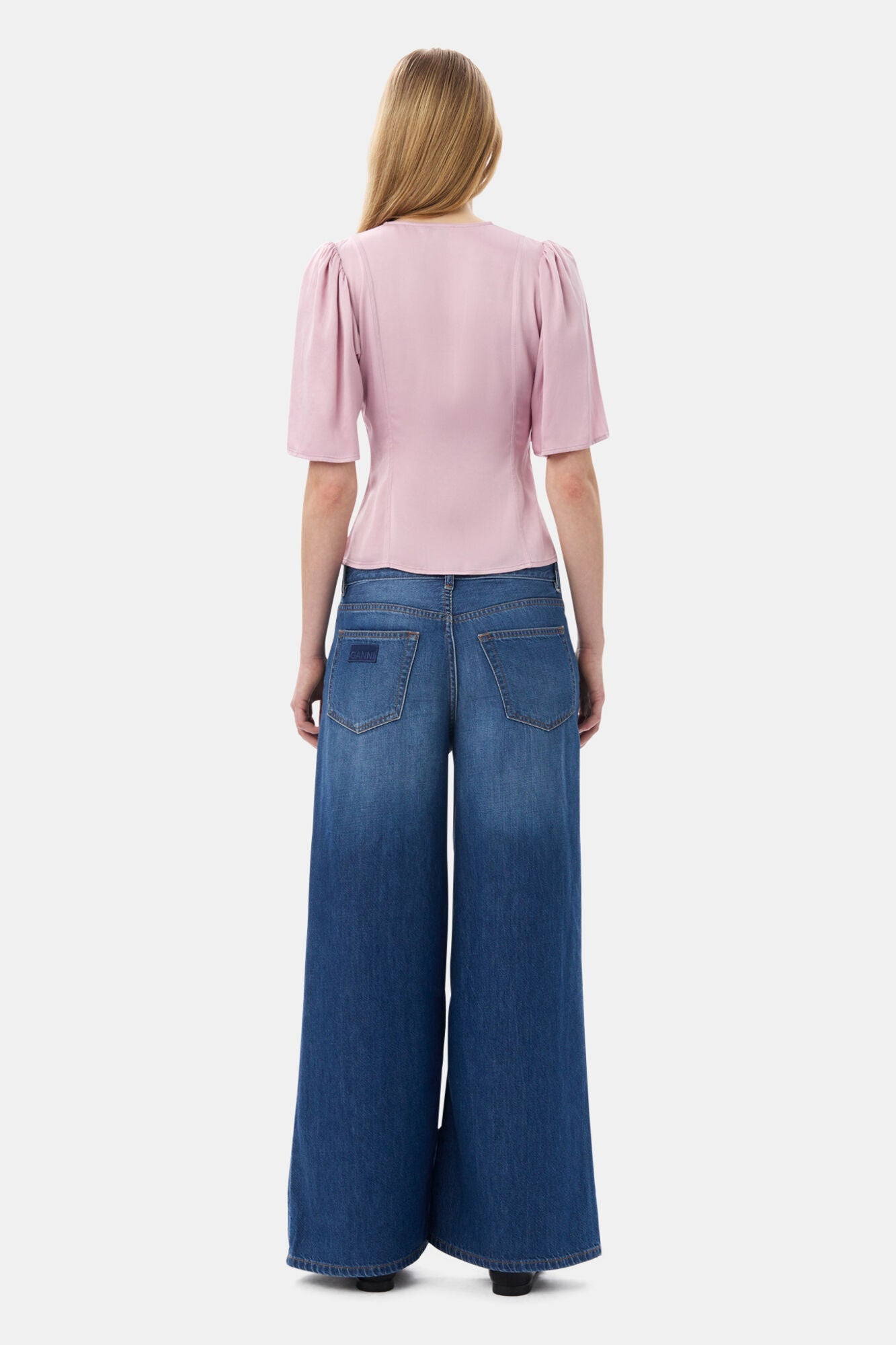 Pink Washed Satin Wrap Blouse | Bleached Mauve