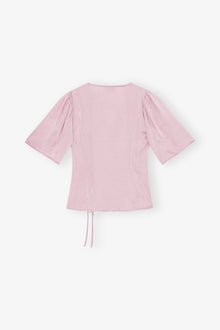 Pink Washed Satin Wrap Blouse | Bleached Mauve