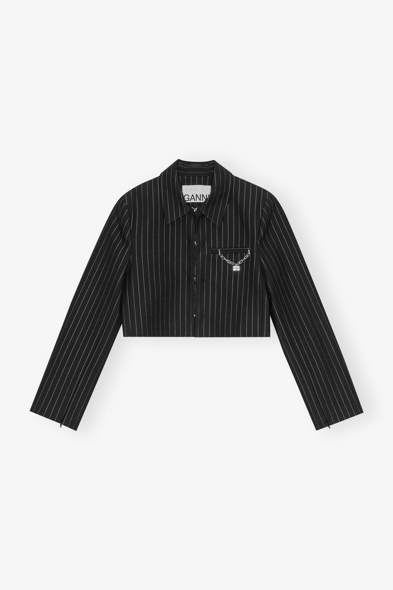 Pinstriped Cropped Blazer | Black