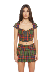Womens | Plaid Corset | Plum/Burnt Orange Plaid