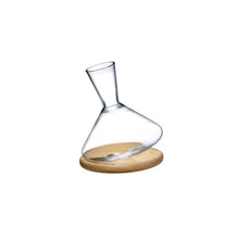 Balance Wine Decanter With Wooden Base | Clear Crystal/Wood