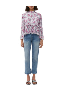 Pleated Georgette Blouse | Mauve Chalk