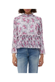 Pleated Georgette Blouse | Mauve Chalk
