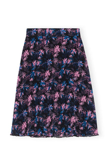 Pleated Georgette Midi Skirt | Daisy Spray Lilac Sachet