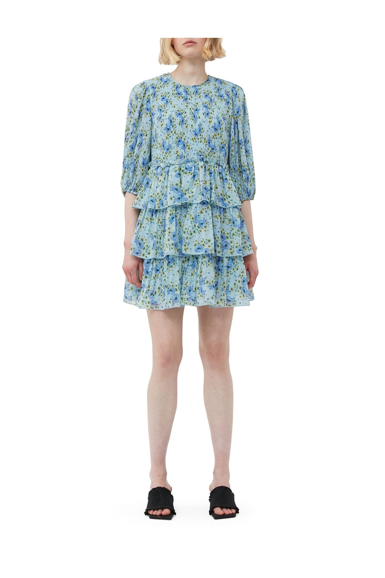 Pleated Georgette Mini Dress | Ice Water