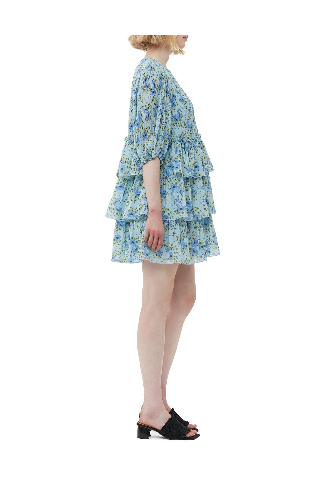 Pleated Georgette Mini Dress | Ice Water